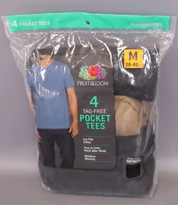 Fruit Of The Loom Men's Pocket T-shirts Tees 4-pack Assorted Colors Size M - Picture 1 of 4
