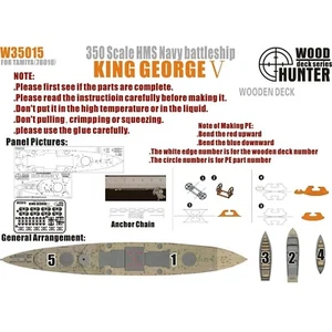 Cubierta de madera Hunter W35015 1/350 HMS KING GEORGE V PARA TAMIYA 78010 - Imagen 1 de 3