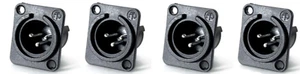 (4 PACK) NEUTRIK NC3MPP Nylon 3-Pin XLR Male Non-Latching D Type Panel Mount - Picture 1 of 1