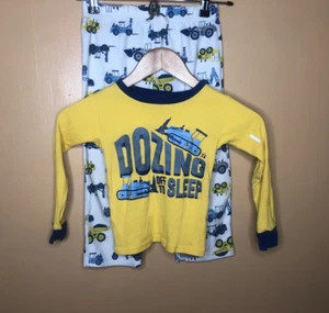 Carter's Boys Size 5 Pajamas 2pc Set Yellow white Long Sleeve Long Pants - Picture 1 of 12