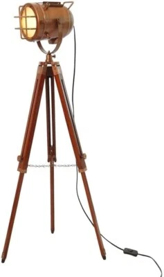 Copper with Wooden Tripod Nautical Modern Searchlight Home & Office Decorative, - Image 1 of 3