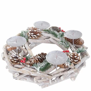 Tischkranz rund, Weihnachtsdeko Adventskranz, Holz Ø 35cm - Bild 1 von 3