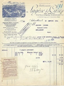 AUBERVILLIERS .FACTURE DE 1924. LAGEZE & CAZES, ENCRE DROGUERIE CRAYONS A BETAIL - Picture 1 of 1