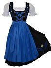 XS S M L XL 2XL German Dirndl Dress Long Blue Oktoberfest Waitress Party Women