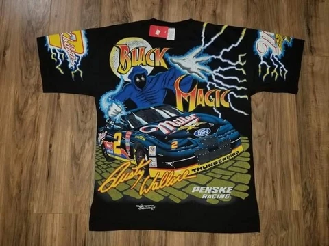 Rusty Wallace Black Magic Vtg Nascar Shirt XL Racing aop all over print rare Cover