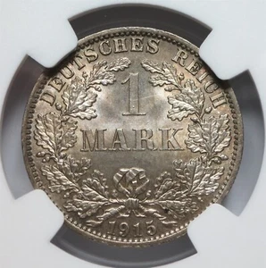 GERMANY Empire 1 Mark 1914 A NGC MS 64 UNC Silver Berlin Eagle World War I - Picture 1 of 7