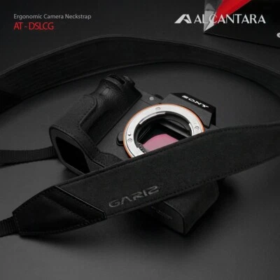Correa de cuello GARIZ ALCANTARA de cuero para DSLR sin espejo AT-DSLCG negra Foto 1 de 4