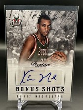 KHRIS MIDDLETON 2013-14 Prestige Bonus Shots Autograph Red Parallel Bucks