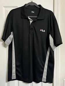 Fila Sport Men Size XL Black Gray Short Sleeve Athletic Fit Collared Polo Shirt - Picture 1 of 12