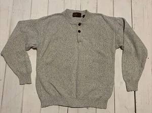 AUTHENTIC ISSUE VINTAGE 90'S SPECKLED LIGHT GREY Men BUTTON ACCENT Sweater SZ L - Picture 1 of 8
