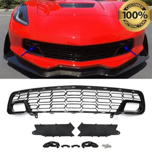 For Corvette C7 Z06 Z51 2014-2019 Gloss Black Front Bumper Grille With Camera US - Picture 1 of 13