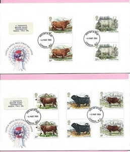 ROYAL MAIL 1984 Paar FDC's - BRITISCHES RIND - Dachrinnenpaare - FDI London WC - Bild 1 von 2