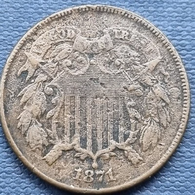 1871 Two Cent Piece 2c Better Grade XF Details #75910 - Image 1 of 2