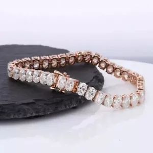 Oval Cut 8.20Ct Lab Created Diamond Women's Tennis Bracelet 14K Rose Gold Plated - Picture 1 of 3