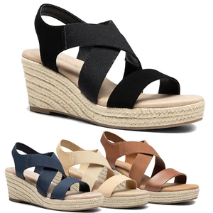 Women Summer Platform Espadrilles Wedge Sandals Open Toe Casual Sandals - Picture 1 of 38