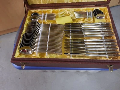 Besteck im Koffer Prinz Neosil mit hartvergoldeten Griffen - Bild 1 von 3