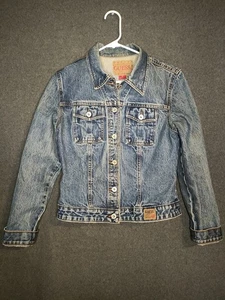 Vintage Guess Jean Jacket Women’s M 90s Y2K Trucker Medium Wash Distressed Denim - Picture 1 of 11
