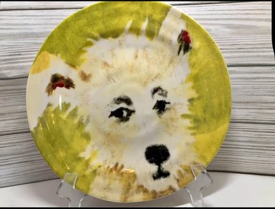 Plato Anthropologie Adorable Perro Chipper Terrier Blanco Postre Carole Akins Nuevo en Caja Foto 1 de 2