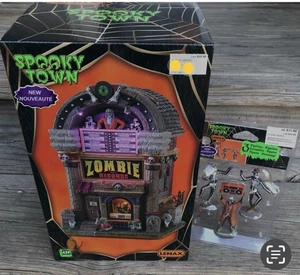 NEW LEMAX SPOOKY TOWN ZOMBIE RECORDS plus Lemax Jitterbones Dance Party Figures - Picture 1 of 2