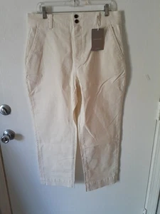 Everlane Organic Cotton Crop Pants Straight Leg Size 14 Bone Ivory New Sale - Picture 1 of 10