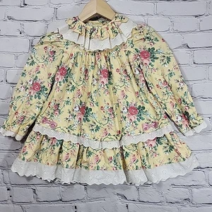 Vintage Polly Flinders Girls Dress 3T 100% Cotton Pastel Floral Cottagecore - Picture 1 of 8