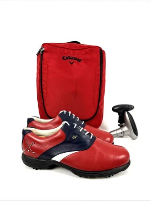 Zapatos de golf FootJoy vintage talla 8,5 de ancho con bolsa de transporte Callaway y herramientas Foto 1 de 4