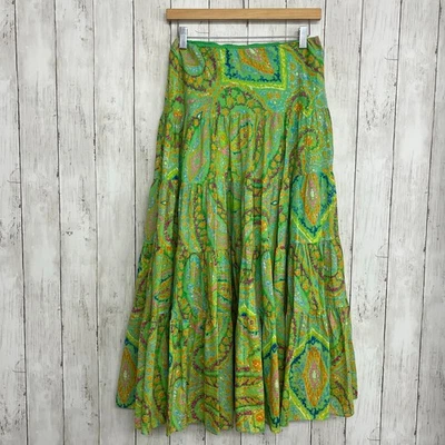 Lauren Ralph Lauren Boho Paisley Colorful Lined Flowy Cotton Maxi Skirt Petite  - Image 1 of 4