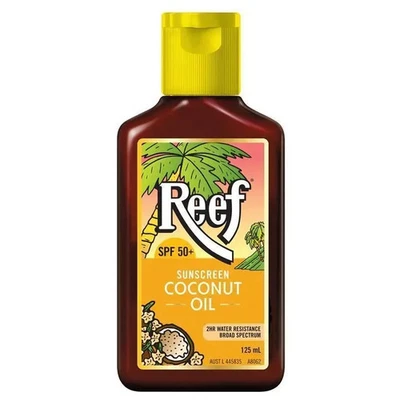 Protector solar Reef aceite de coco FPS 50+ resistente al agua UV crema solar loción 125 ml Foto 1 de 2