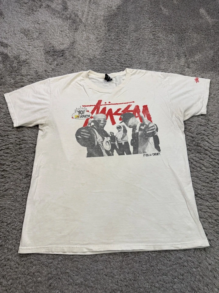 Camisa De Colección Enemigo Público Hombres Grande Stussy MTV RAPS Flava Flav Años 90 Hip Hop Cuello Redondo Foto 1 de 4