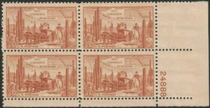 Plate block of 4 stamps - Scott 1028 - 3 cent - Gadsden Purchase - 1953 - MNH - Picture 1 of 1