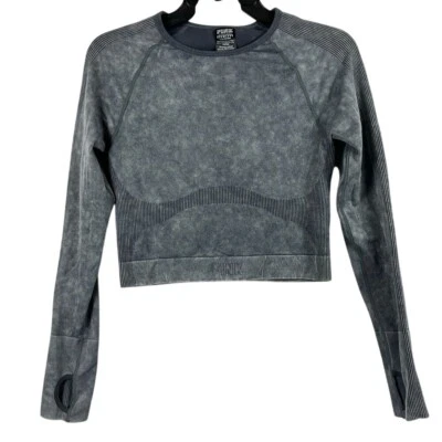 Top deportivo recortado sin costuras rosa Victoria's Secret manga larga para mujer talla Lge Foto 1 de 4