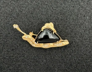 VINTAGE 14K GOLD DIAMANT ONYX SCHNECKE FIGUR BROSCHE ANSTECKNADEL - Bild 1 von 8