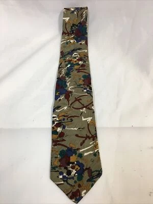 Corbata de seda importada abstracta multicolor Cezani 58”Z x3 1/2” al final muy buena Foto 1 de 4