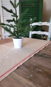 Primitive Vintage Hemp Feed Sack Stripe Table Runner 58"x17-1/2" - Picture 1 of 6