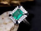 Königlicher Damenring Smaragd Saphir Brillant Diamant Weißgold750 18Karat Neu!