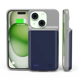 6800mAh For iPhone 15 Plus Battery Charger Case Power Bank Charging Cover - Blue - Picture 1 of 8