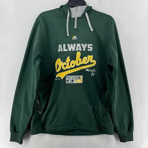Oakland Athletics Sweatshirt Mens S Green October Post Season Hoodie Majestic - Picture 1 of 12