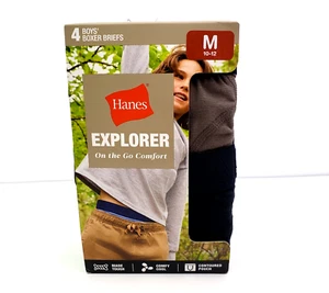 Hanes Explorer Boys Sz M 10-12 Multi Color Made Tough Boxer Brief Underwear 4 Pr - Picture 1 of 6