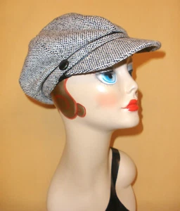 Ladies Black & White Tweed Newsboy Hat by Nine & Co. - Retro Celebrity Look - Picture 1 of 10