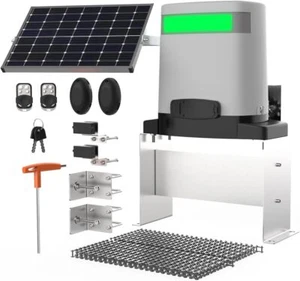 Abridor de puerta corredera solar 1400 lb, motor automático de puerta de transmisión por cadena con WiFi... - Imagen 1 de 2