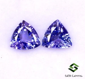6x6 mm Certified Natural Tanzanite Trillion Cut Pair 1.59 Cts Loose Gemstones - Picture 1 of 7