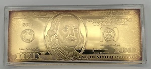 Benjamin Franklin $100 Gold Proof .999 silver/24k gold plated - Picture 1 of 3