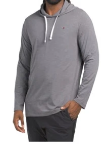 TOMMY HILFIGER Left Chest Logo Stretch Jersey Drawstring Hoodie/ Grey/ Large/NWT - Picture 1 of 1