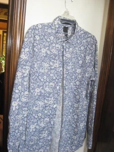 Herrenhemd H&M Slim Fit Langarm blau geblümt Größe S - Bild 1 von 7