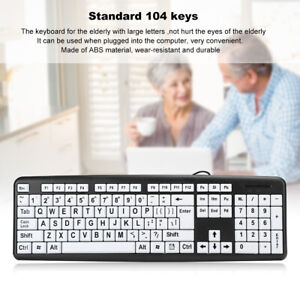 Large Print Keys USB Keyboard Letters White Keys for Low  Old Men QWERTY