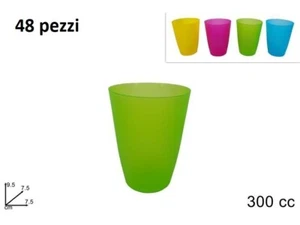 x Set 48 Pezzi Bicchieri In Plastica Rigida Colori Assortiti 300cc dfh - Imagen 1 de 1