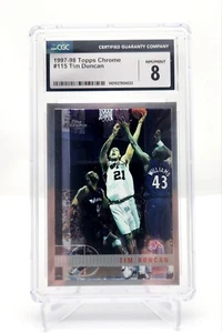 1997 Topps Chrome #115 TIM DUNCAN Rookie [RC] CGC 8 - San Antonio Spurs - HOF - Picture 1 of 2