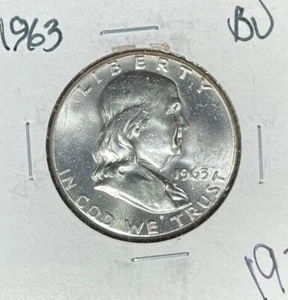 Medio dólar de plata Franklin 1963 ~ BU ~ hermosa moneda ~ - Imagen 1 de 2