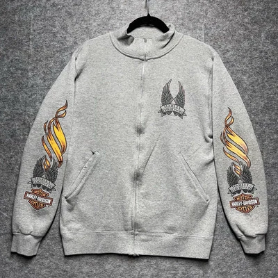 Harley Davidson Sweatshirt Highneck S/M Gray Y2K Full Zip Annapolis Maryland - Image 1 of 4