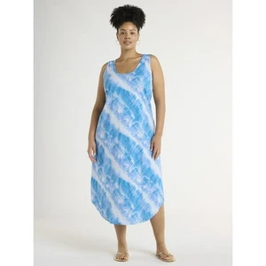 Vestido sin mangas tejido de algodón talla grande Terra and Sky para mujer talla azul --U6-- - Imagen 1 de 4